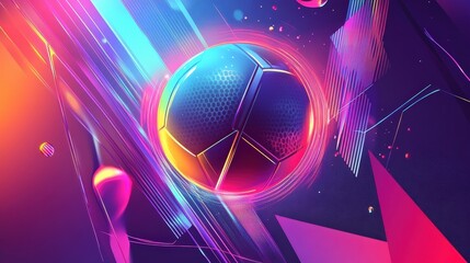 vibrant neon soccer ball abstract art