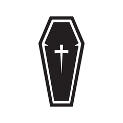 Obraz premium Coffin with Cross Silhouette Icon for Halloween and Funeral Themes