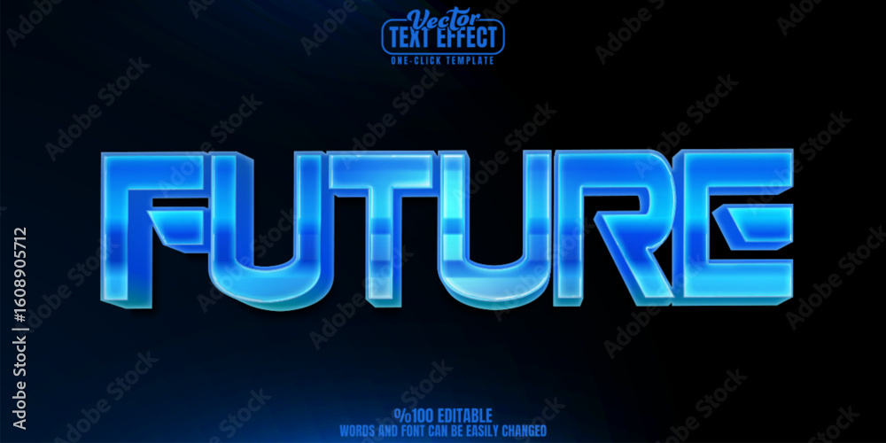 Poster future editable text effect, customizable ai and coin 3d font style