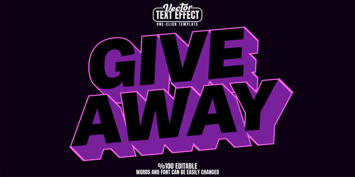 Giveaway editable text effect, customizable prize and contest 3d font style