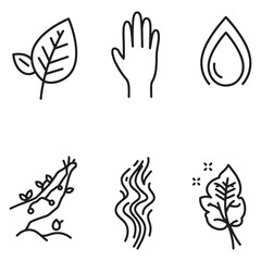 Obraz premium Hand drawn simple line art icons representing nature elements and concepts