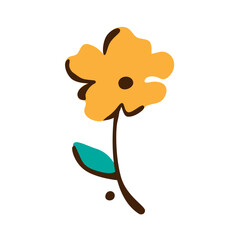 Geometric stylized flowers in groovy naive style. Floral botanic illustration.
