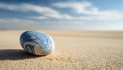 Obraz premium Patterned blue stone on desert sand under clear sky