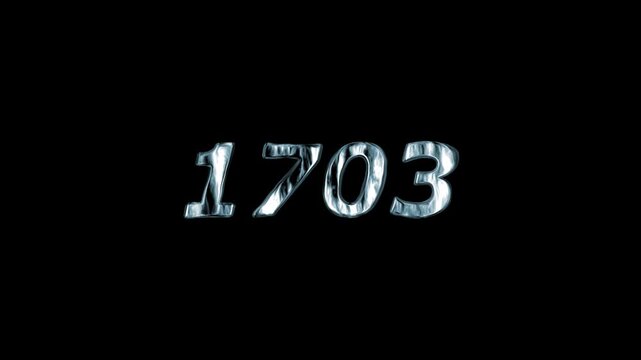 1703 glowing metallic numbers with light effects on black background