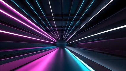 Dark futuristic lines with neon glow PNG