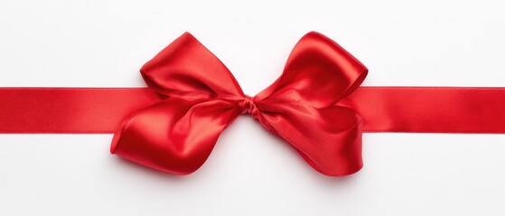 The elegant red bow adding charm to a beautifully wrapped gift.