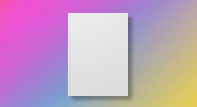 Blank white book cover on a gradient background