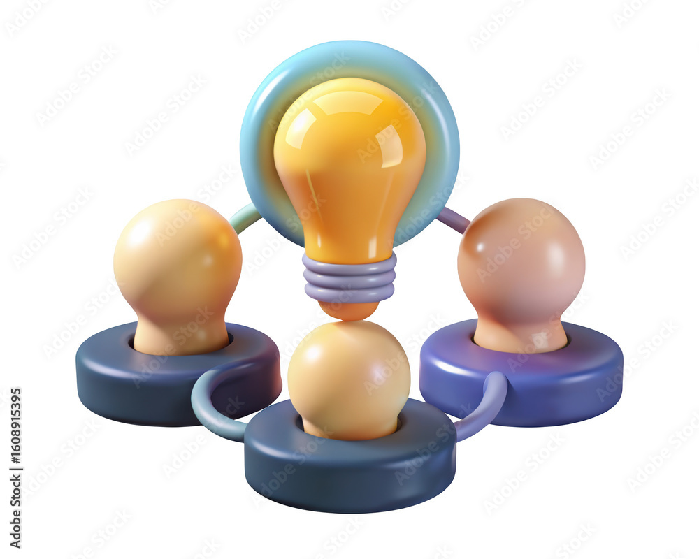 Poster creative idea sharing conceptual design group collaboration sparking innovation through teamwork and