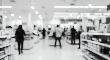 Blurred interior of a grocery store.
