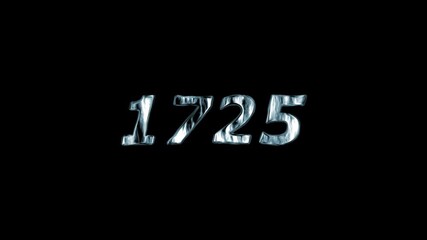 1725 Year Number Metallic Chrome Effect on Black Background Animated Text