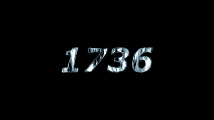 1736 Year Number Metallic Chrome Effect on Black Background Abstract Digital Art