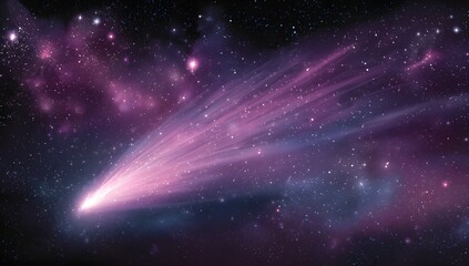 Fototapeta premium Glowing pink comet streaking across a starry night sky