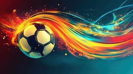 Fototapeta premium fiery soccer ball speed abstract background