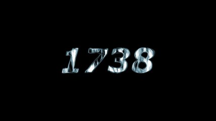 1738 Number Graphic Ice Texture Chrome Effect Black Background Animated Text Year Date Event