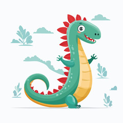 Fototapeta premium letter J with the dinosaur theme vector illustration in a playful cartoon style.
