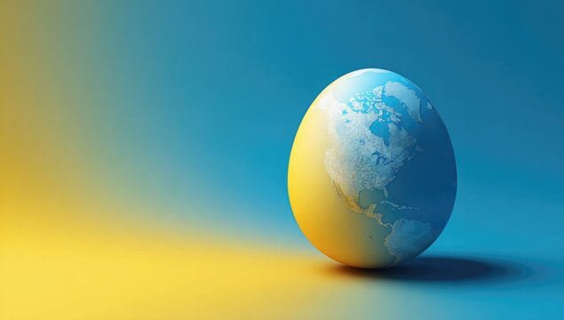 Earth egg on gradient background