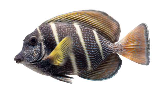 Profile view of a striped fish