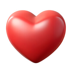 Glossy red heart symbol isolated on transparent background