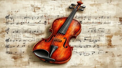 Violin on Sheet Music