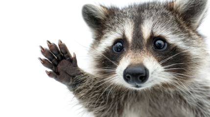 Raccoon portrait against black background