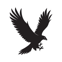 Bald Eagle Hunting Prey Silhouette Scene