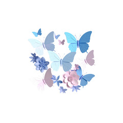 Beautiful paper cut style butterfly on white background.
