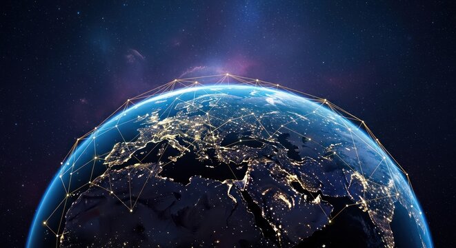 Earth at night, networked globally