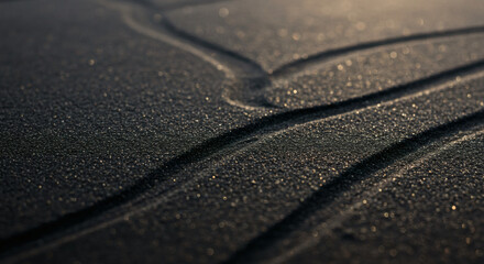 Close-up view of textured dark surface with water droplets.