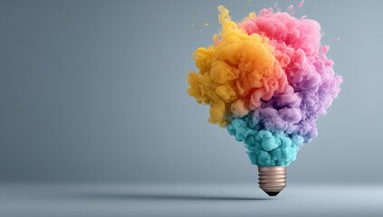 Colorful ink explosion from lightbulb