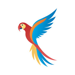 Macaw In Flight With Flowing Tail