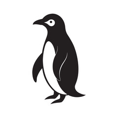 Penguin Standing Upright In Cold Silhouette