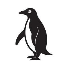 Penguin Walking Forward On Snow Silhouette