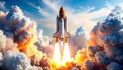 Rocket launch through clouds (2)