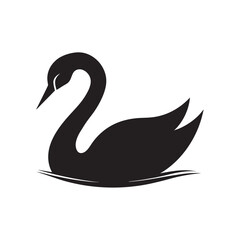 Swan Floating On Tranquil Lake Waters