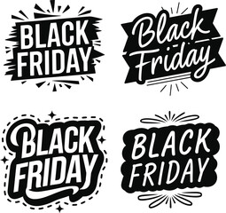 Black Friday Typography Badge Set - Vector Promotional Design Collection