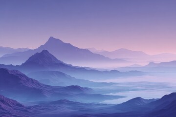 Obraz premium Misty purple mountain range at dawn