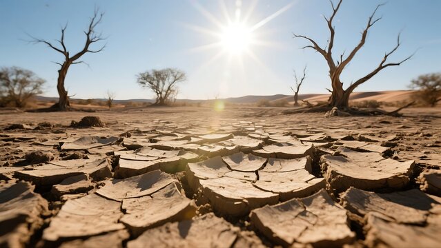 Cracked dry earth under scorching sun - Powered by Adobe
