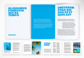 Bold Blue Travel Magazine Template