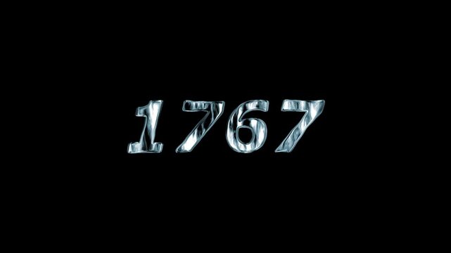 1767 Year Number Ice Texture Animation Frozen Effect Black Background