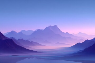 Obraz premium Misty purple-toned mountain range