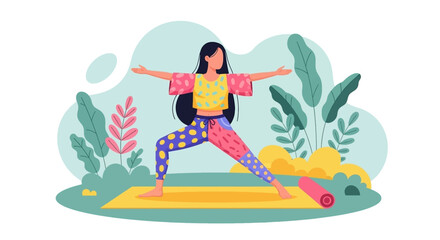 Woman practicing yoga outdoors, perfect for wellness websites and brochures.