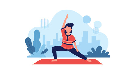 Woman doing yoga outdoors, perfect for wellness websites or brochures.