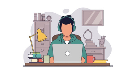 Person working from home on laptop, perfect for blog posts or website banners about remote work.