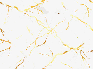 White marble with gold subtle veins. Vector illustration.