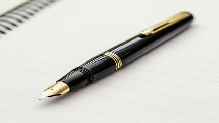 Naklejka premium Elegant Fountain Pen on Notebook