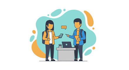 Two students collaborating on a project, perfect for educational websites or brochures.