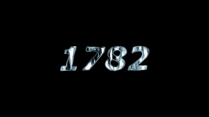 1782 Year Number Ice Texture Chrome Effect Black Background Historical Date Anniversary Celebration