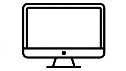 Simple black line art computer monitor