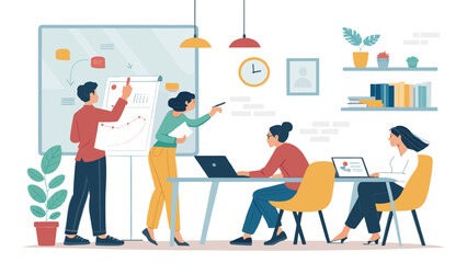 Teamwork and Collaboration: Diverse Team Brainstorming in Modern Office, Perfect for Business Presentations