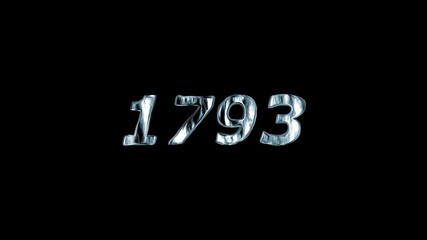 1793 year number metallic chrome effect on black background historical date anniversary celebration